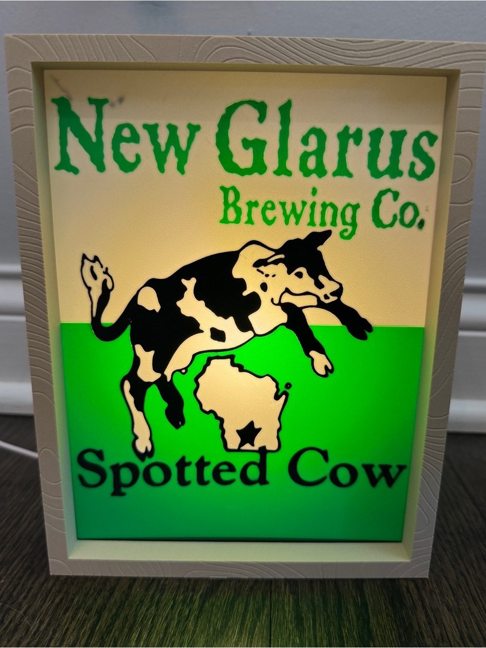 SPOTTED COW • Interchangeable Front Plate Lightbox • 3D Printed Mount or Display